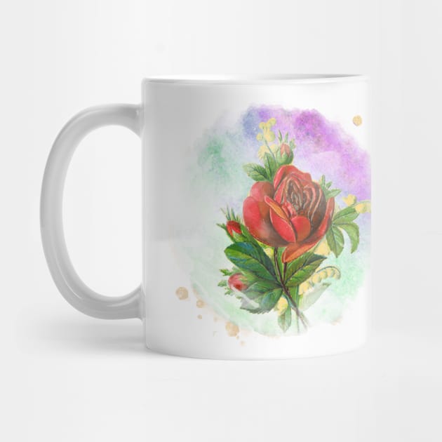 Roses Lily Of The Valley Watercolor Floral by TLSDesigns